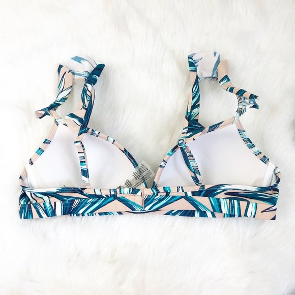 PINK VS Light Pink Tropical Leave Bikini Top - Picture 2 of 4